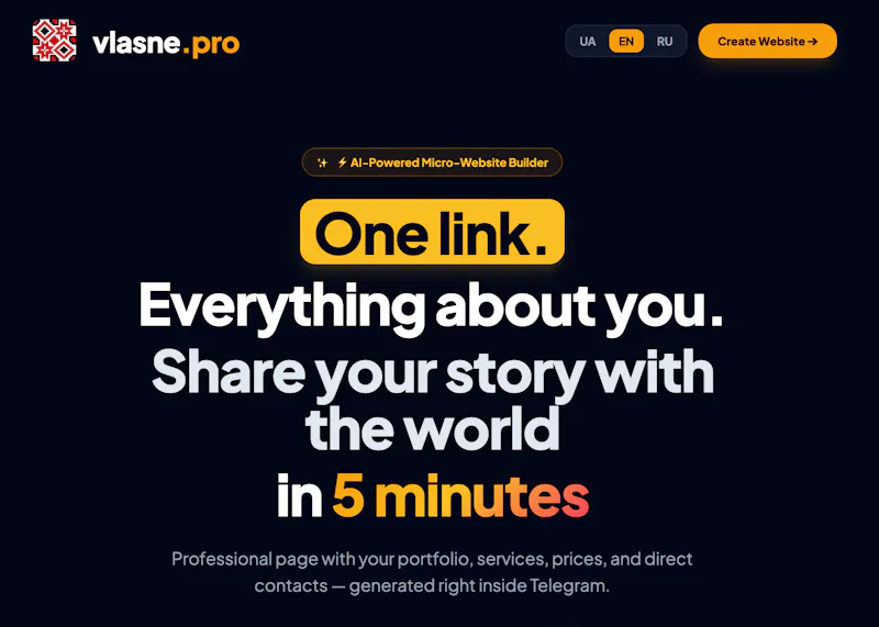 Vlasne.pro - fast web site generator screenshot 1