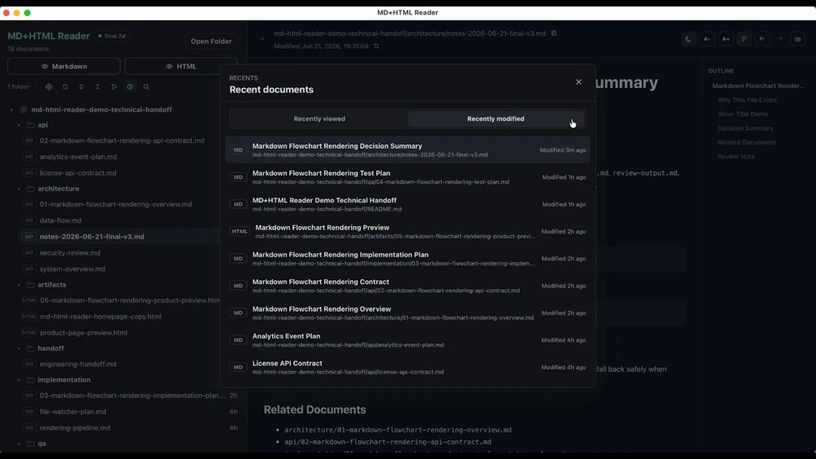 MD+HTML Reader screenshot 1 (video preview)