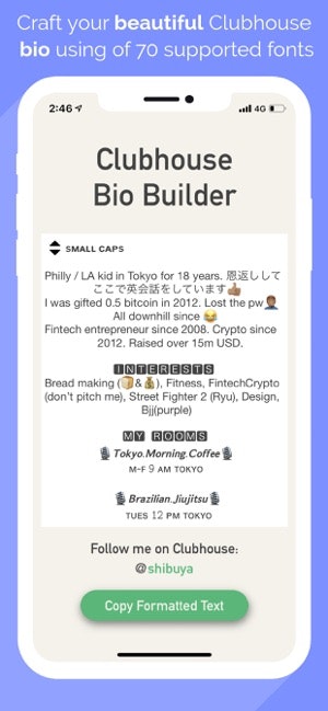 Clubhouse Bio Builder gallery image