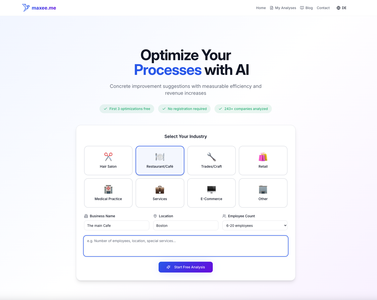 maxee.me - Main product screenshot demonstrating key features and user interface