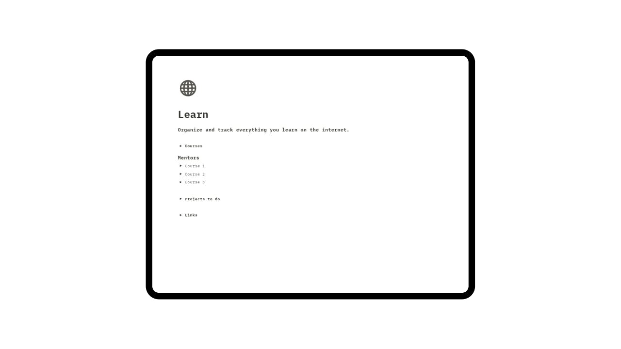 Learn - Notion template media 1