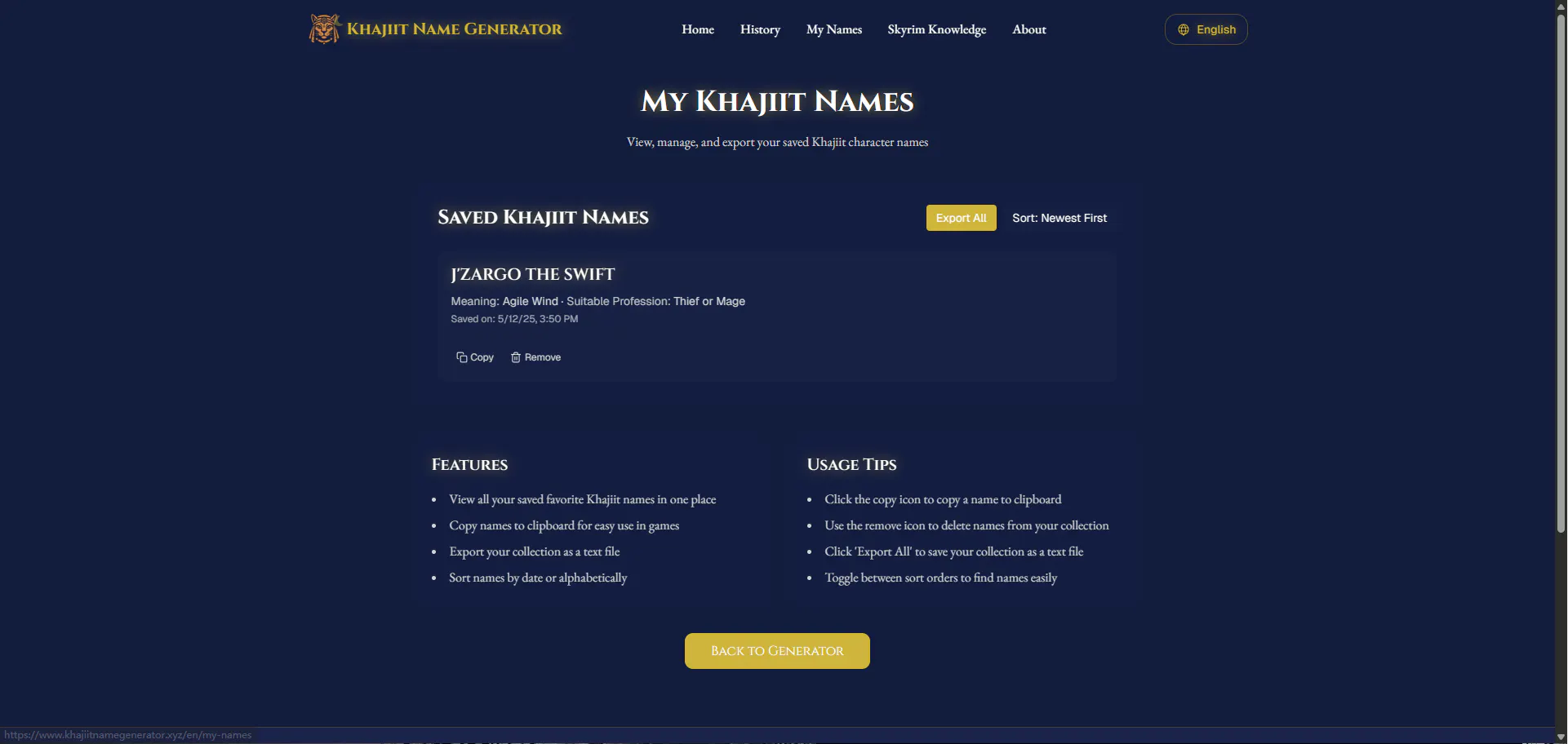 Khajiit Name Generator gallery image