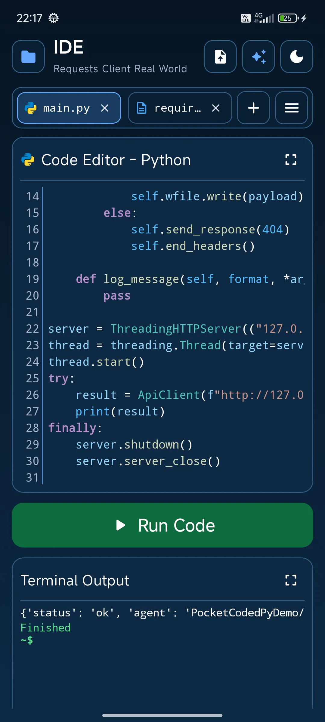 PocketCoded Py screenshot