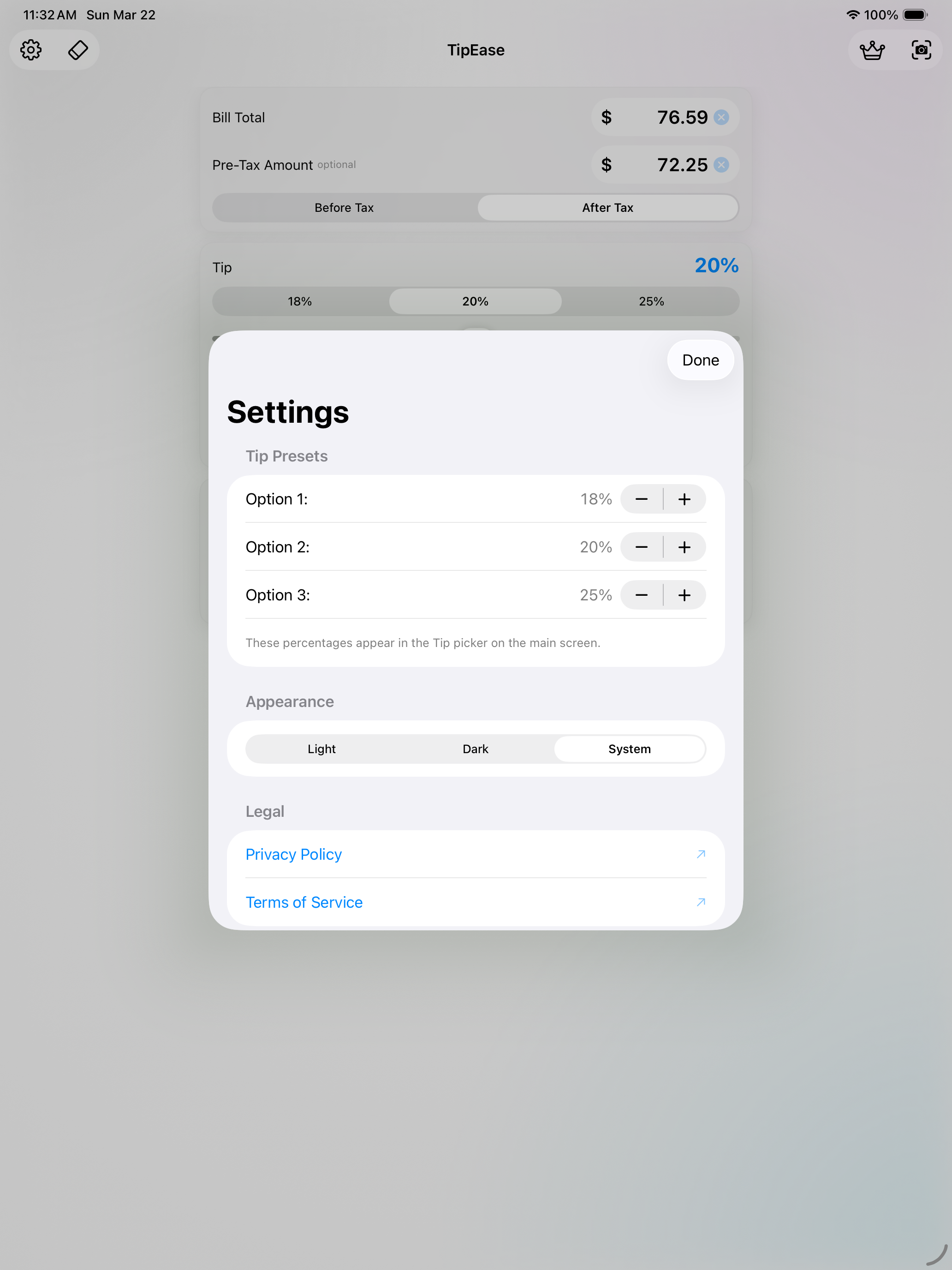 TipEase Calculator gallery image