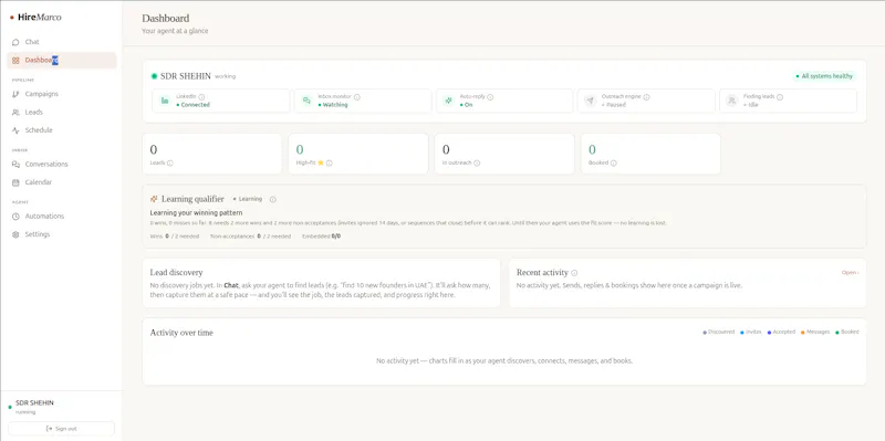 HireMarco — AI LinkedIn agent screenshot 1
