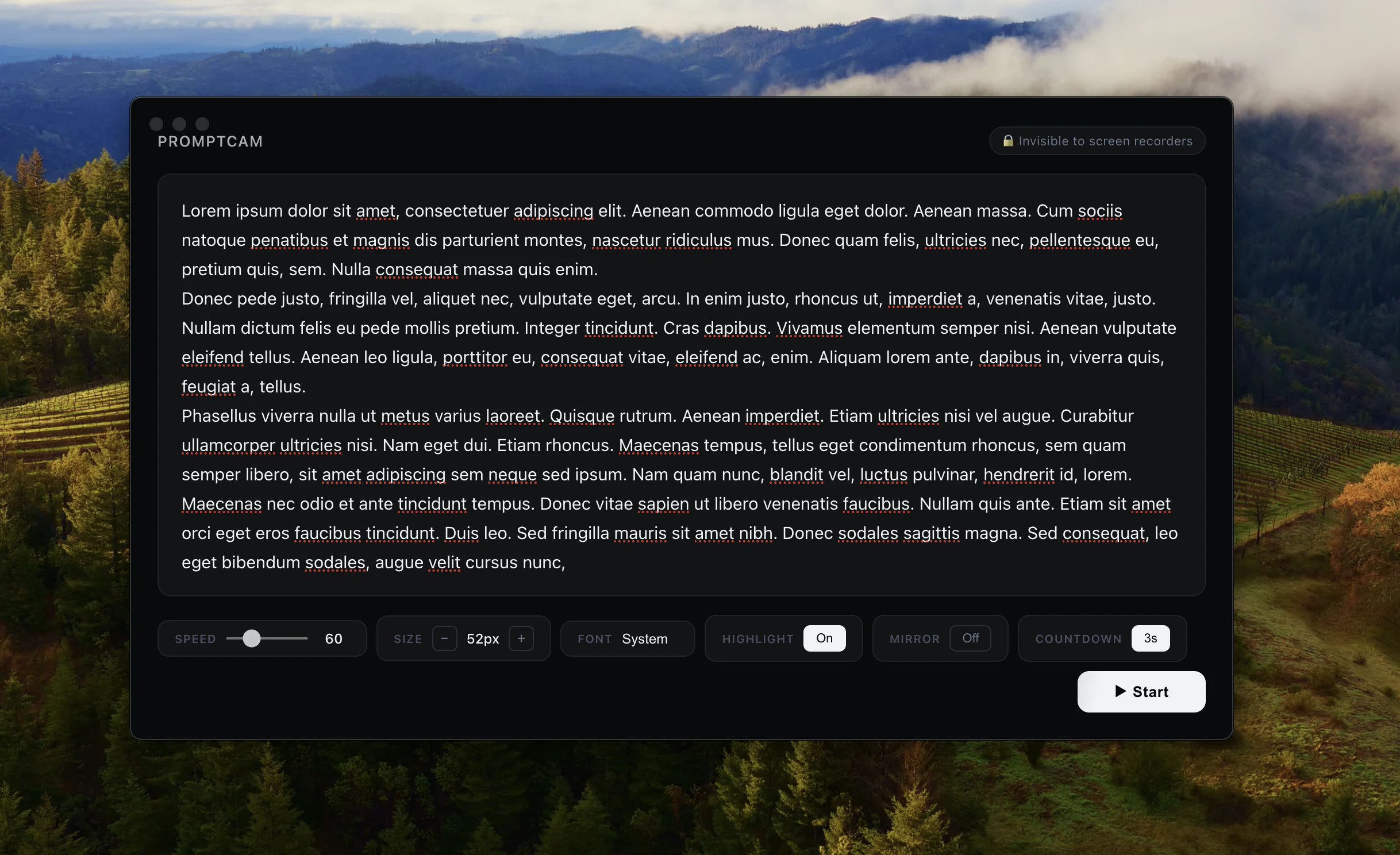 PromptCam - MacOS secret teleprompter 截图 1