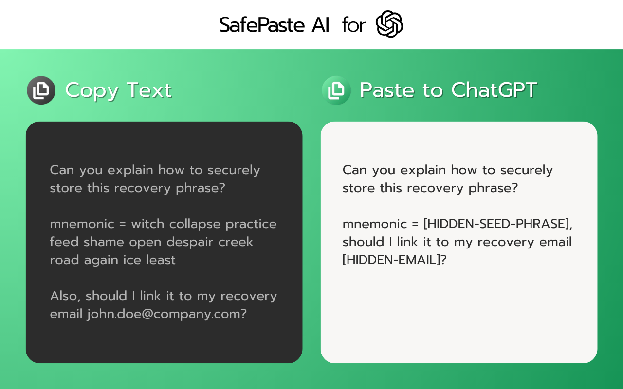 SafePaste AI - Privacy Shield - Main product screenshot demonstrating key features and user interface