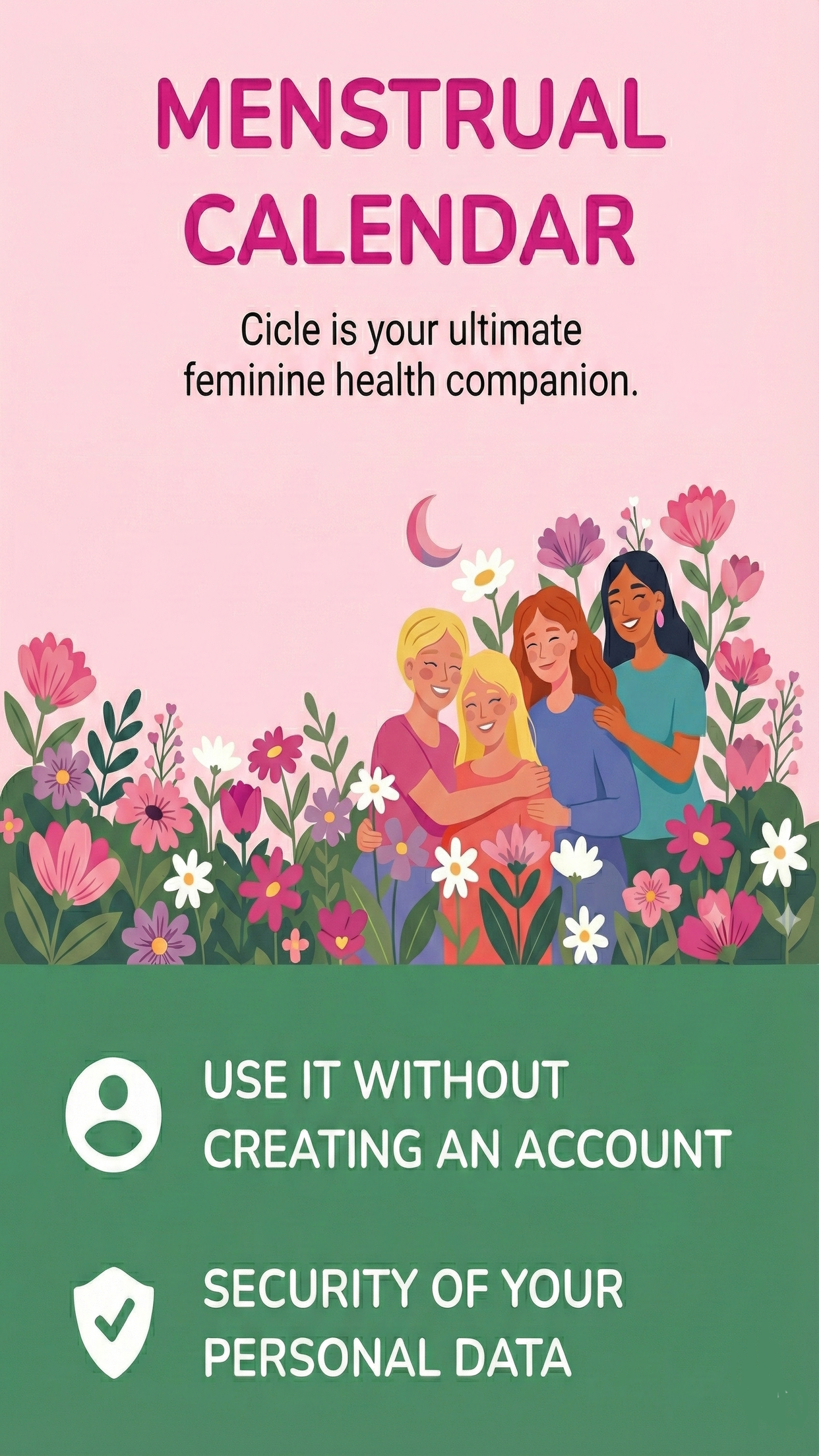 Cicle: Private Period Tracker - Main product screenshot demonstrating key features and user interface