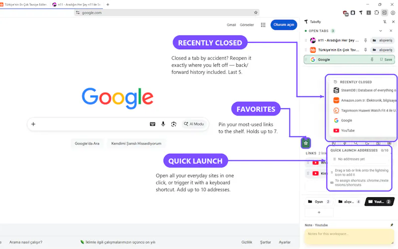 Tabsfly screenshot 2