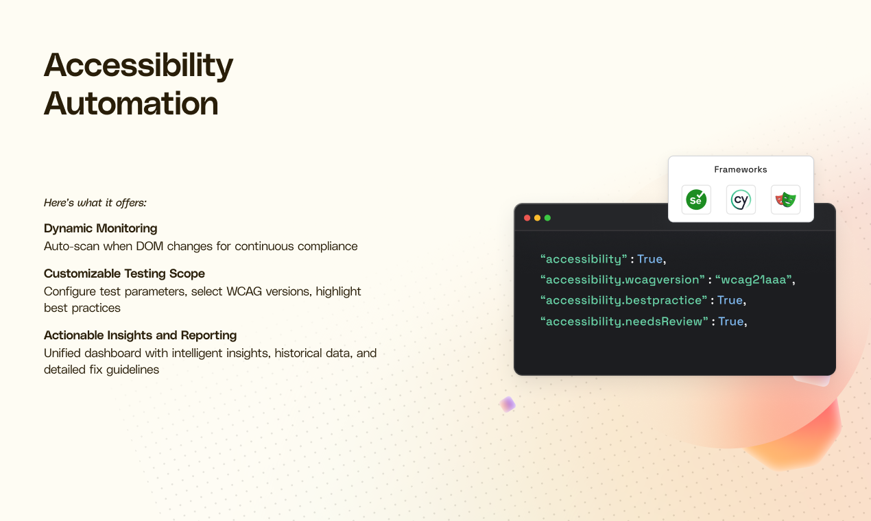 Lambdatest Erişilebilirlik Testi Suite - Web'in kapsayıcılığını ve sadece birkaç tıklamaya uygunluk sağlayın. medya 6