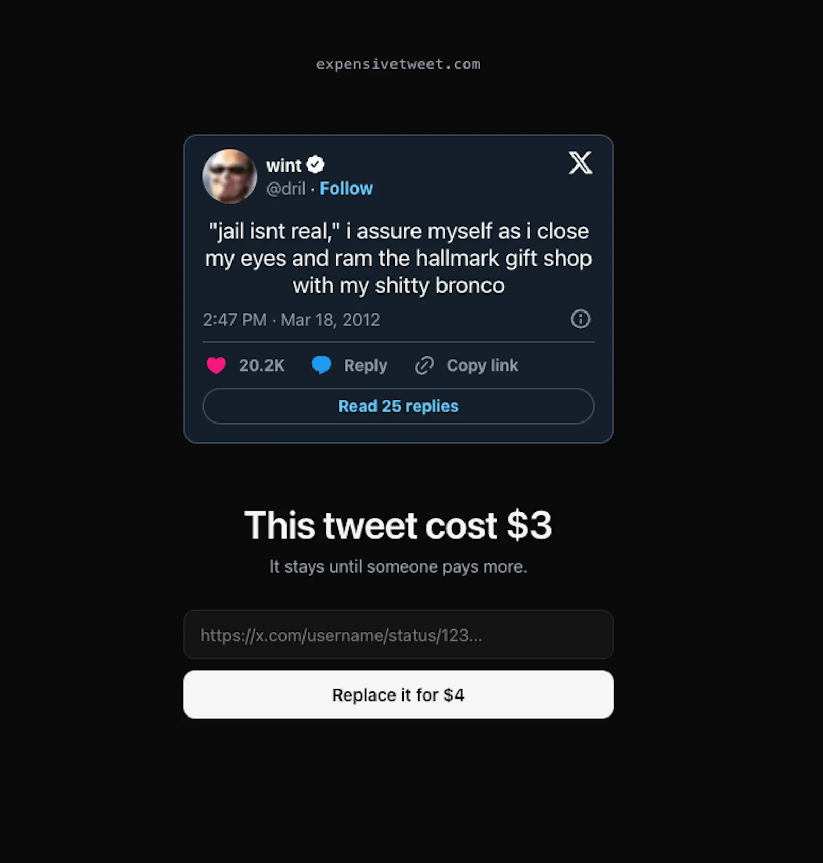Expensive Tweet screenshot 1