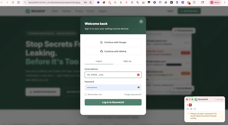 SecureLint Browser Security Extension screenshot 2