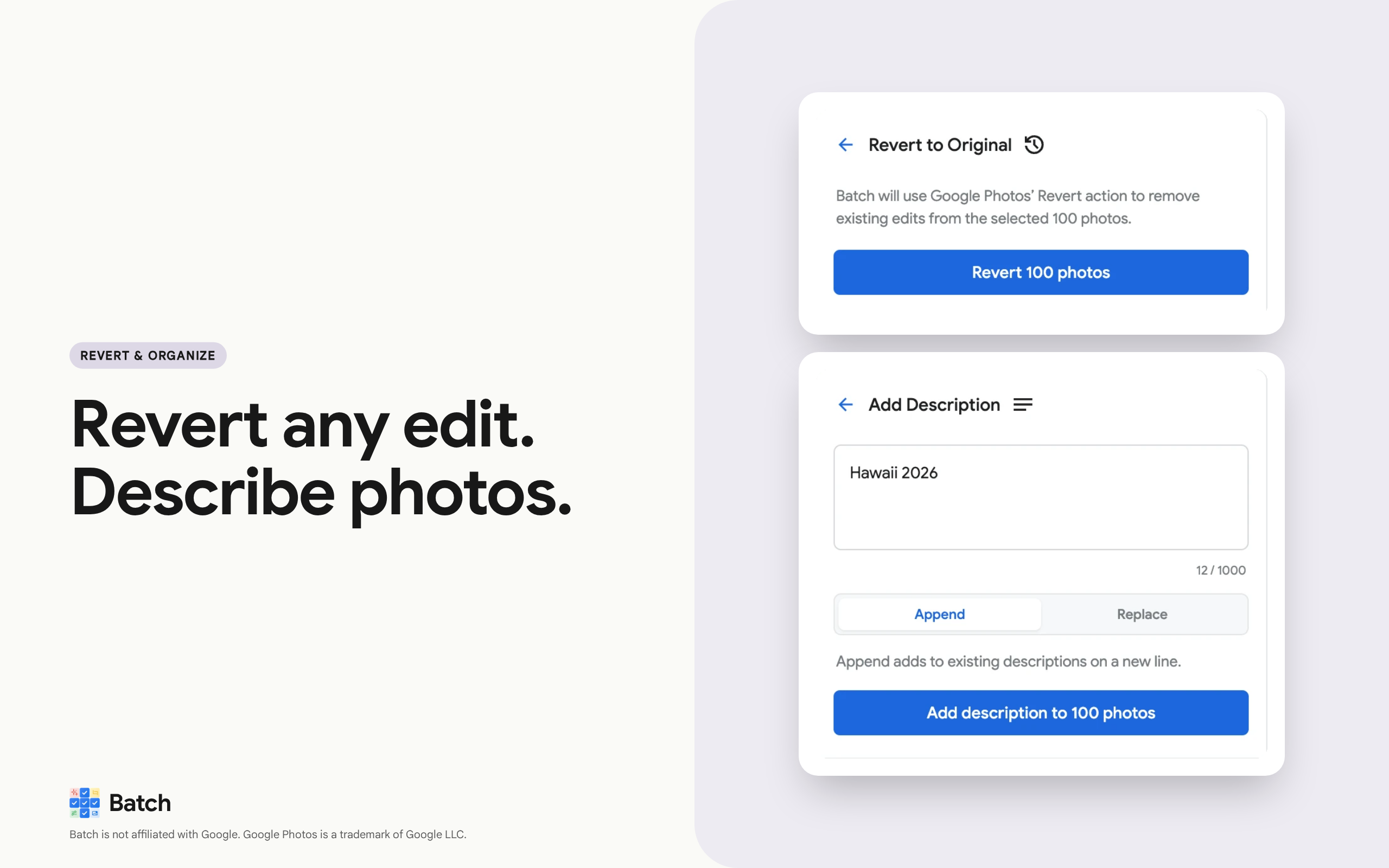 Batch for Google Photos gallery image