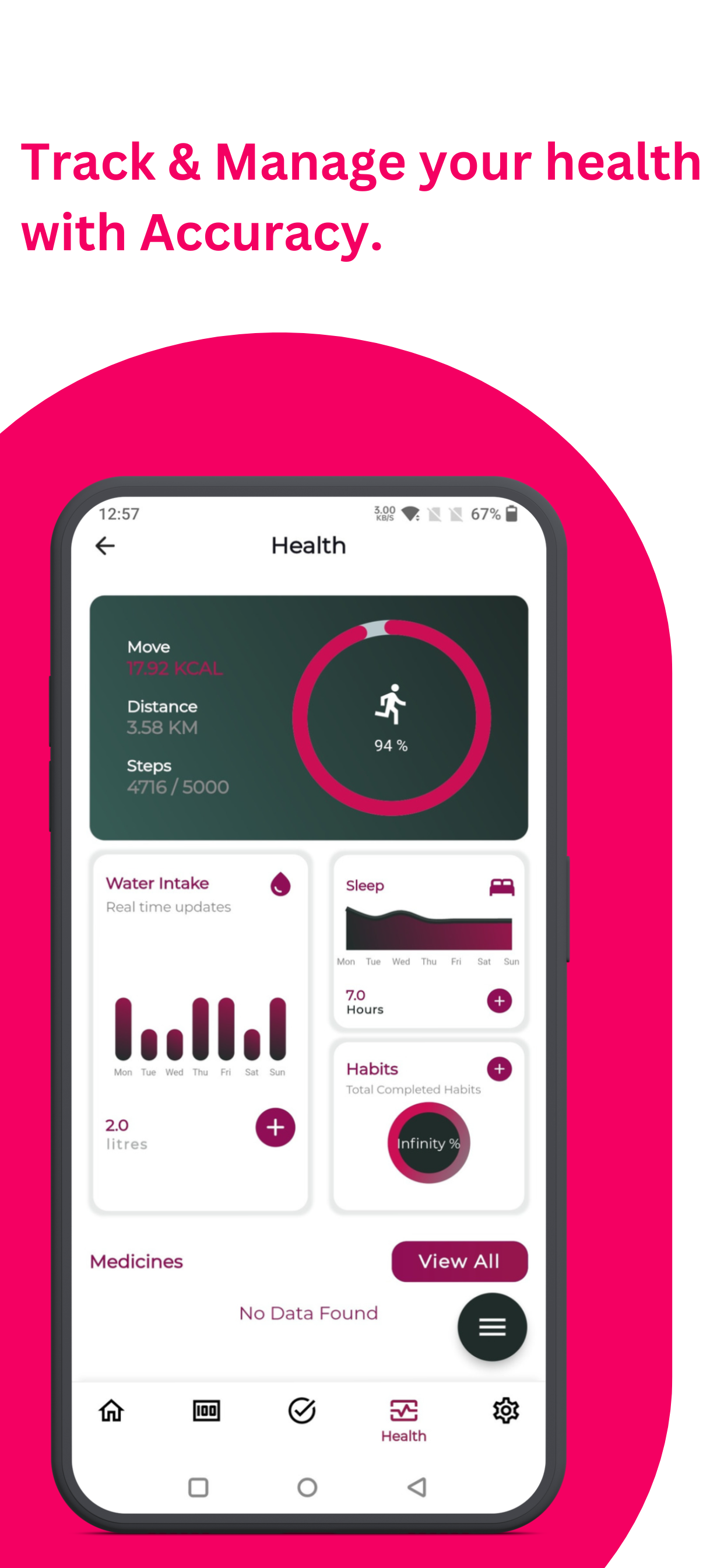 Mídia 8 de Fitfinphy: despesa de saúde e planejador