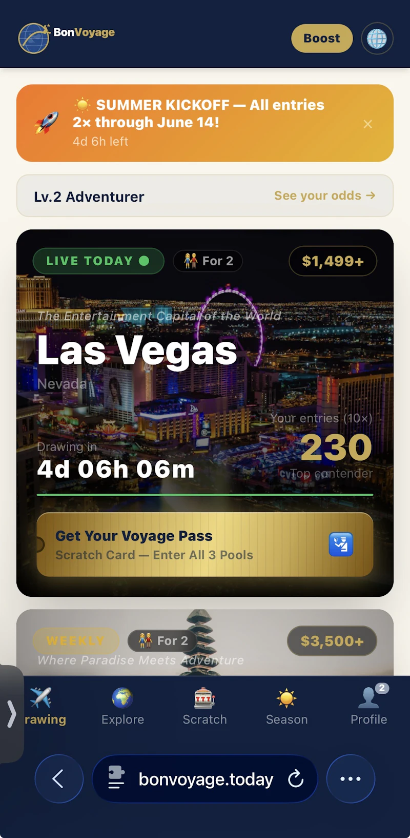 BonVoyage — Win a Vacation Every Day screenshot 4