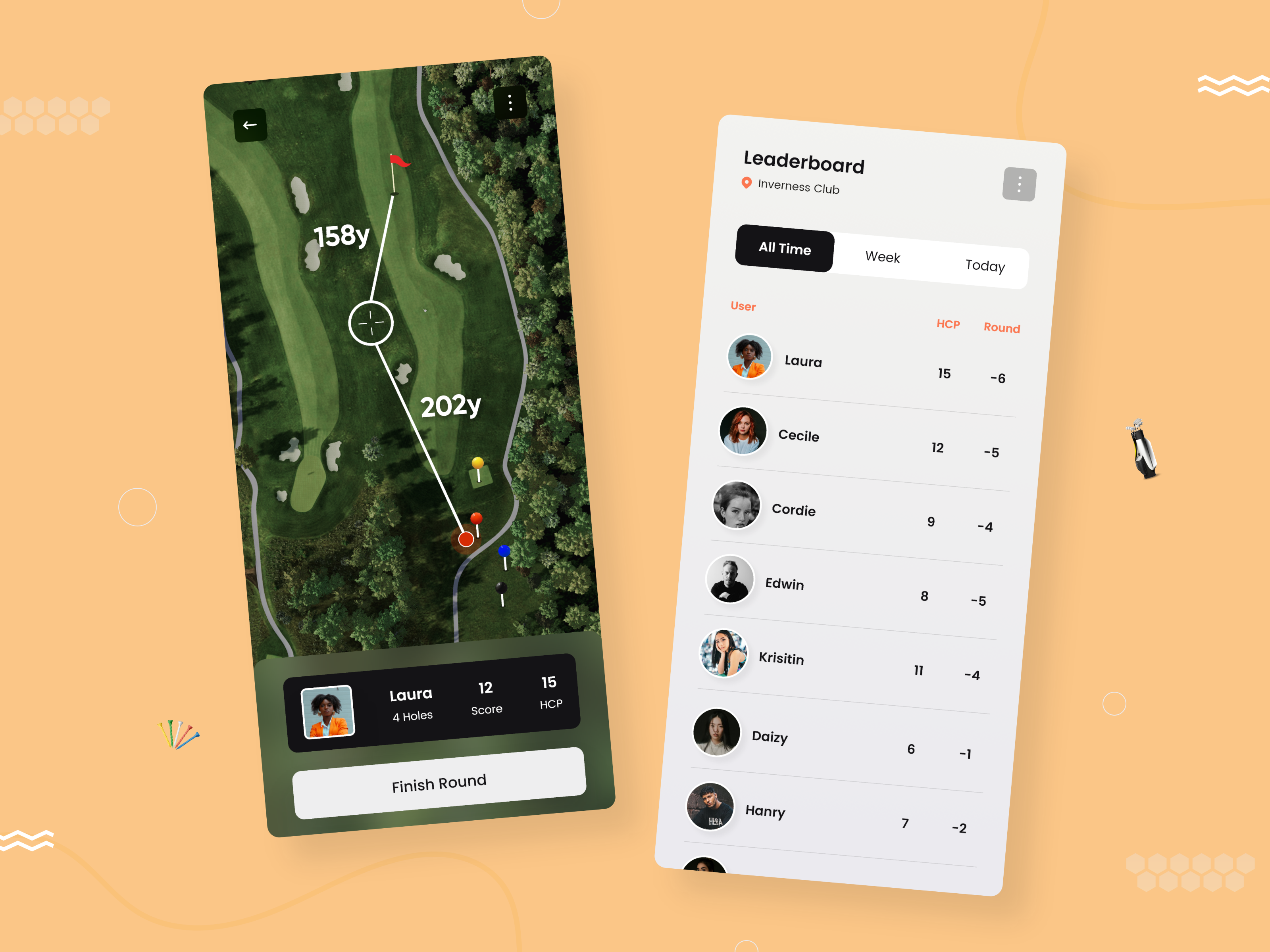 ชุดแอพกอล์ฟ UI KIT - การออกแบบแอพมือถือกอล์ฟชุด UI media 2