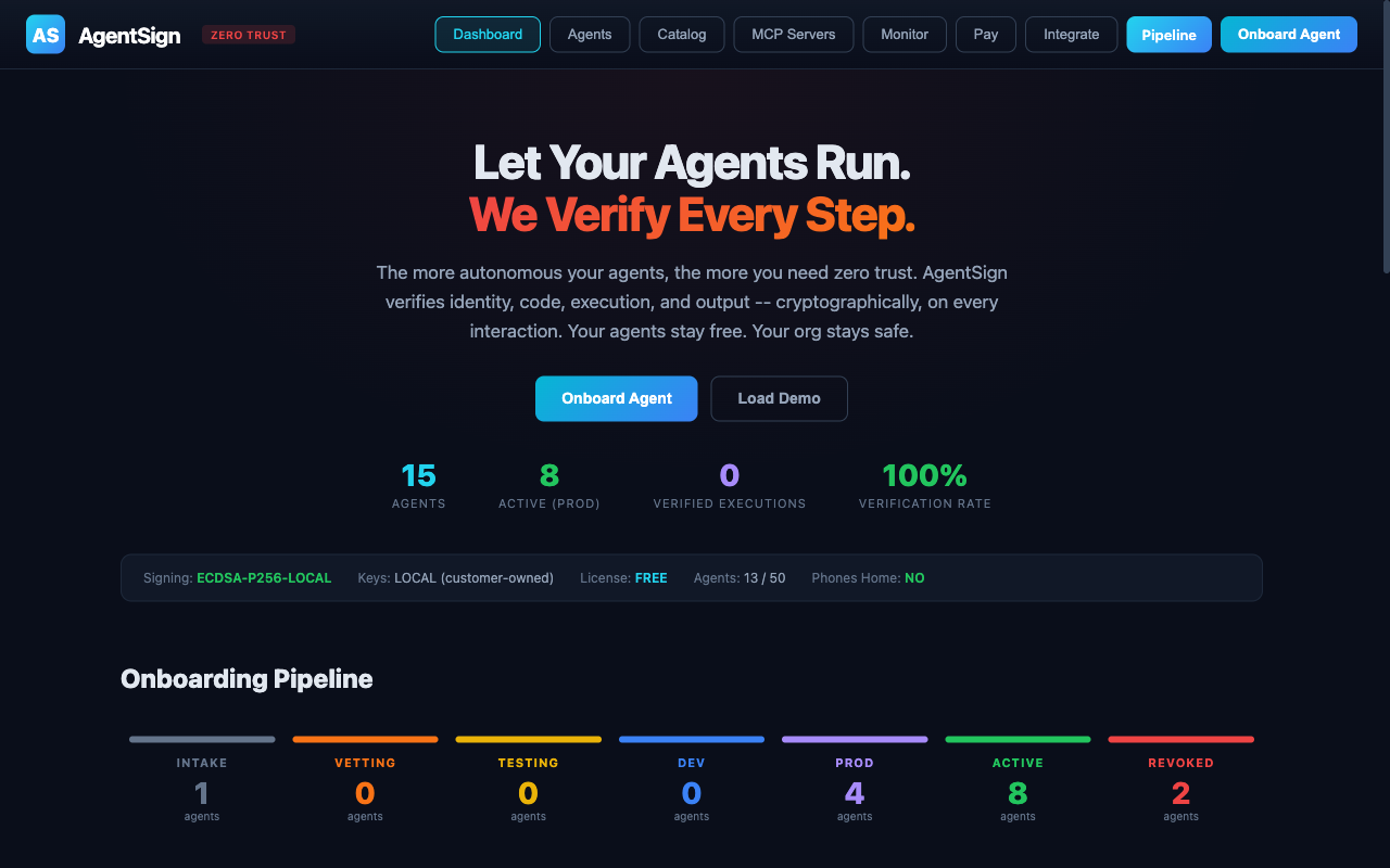 AgentSign - Main product screenshot demonstrating key features and user interface