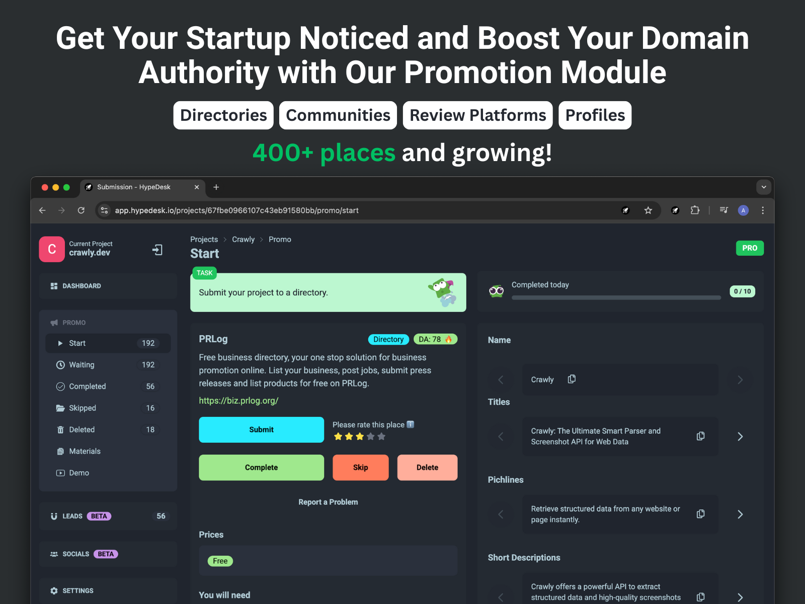 Media Hypedesk - Semua dalam satu platform untuk mempromosikan permulaan tanpa anggaran 2