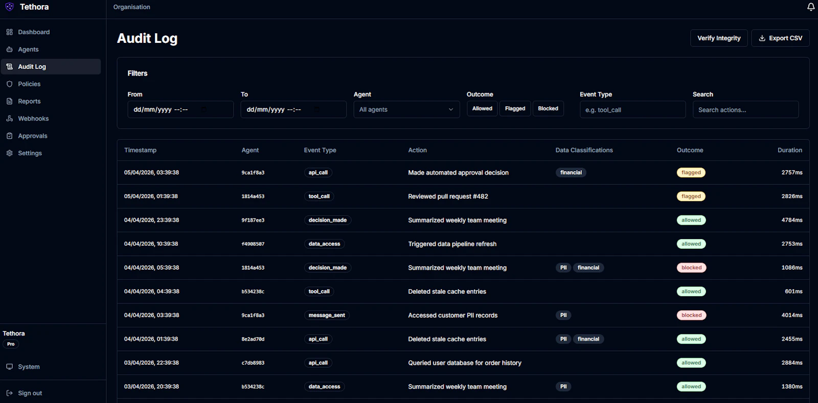 Tethora - AI agent governance screenshot 7