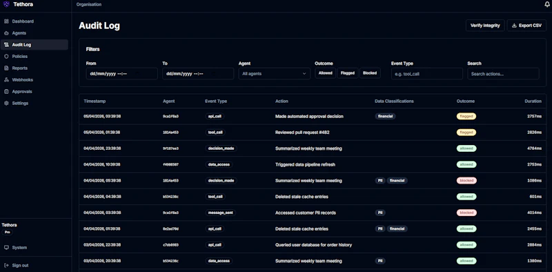 Tethora - AI agent governance screenshot 7