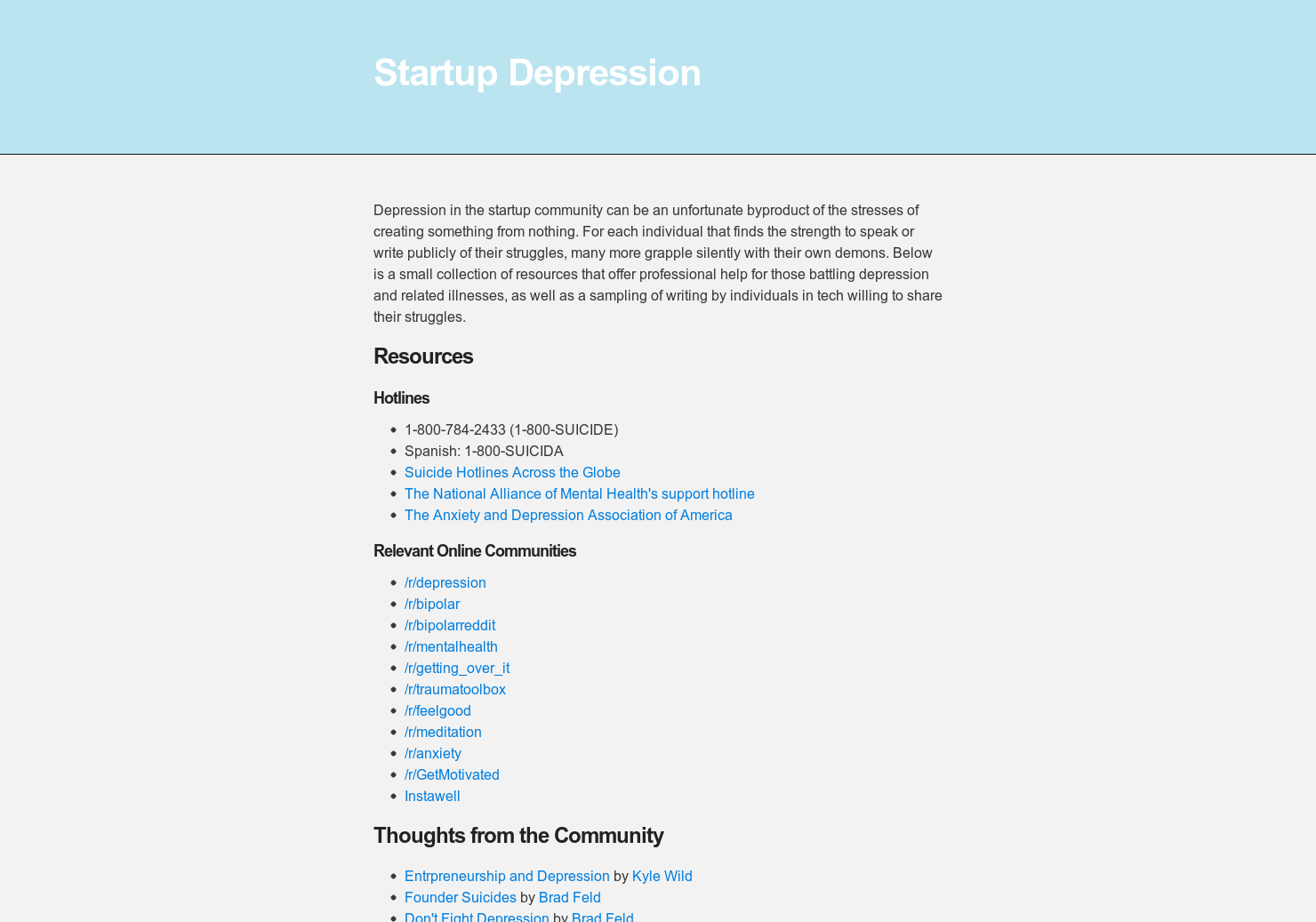 Startup Depression