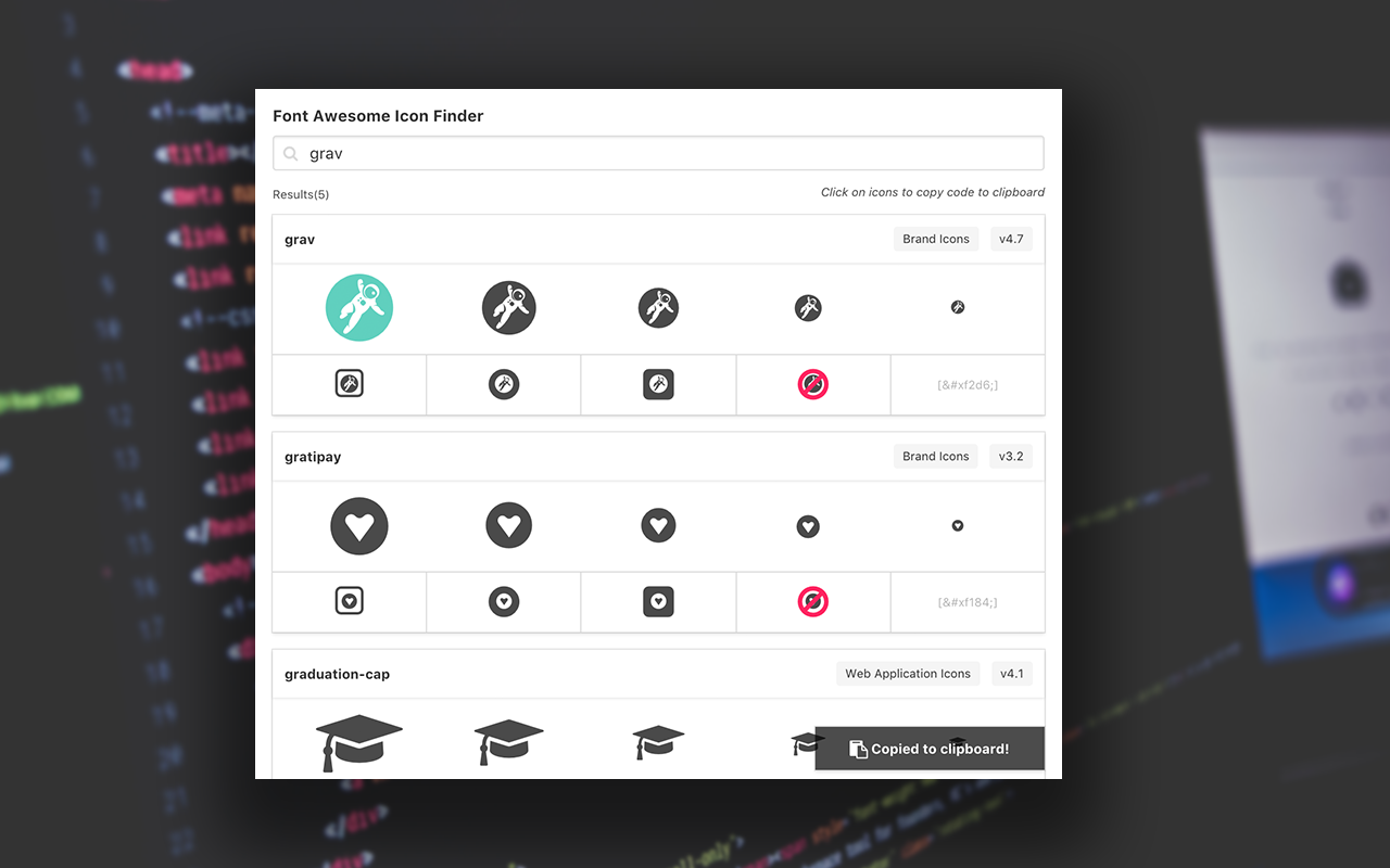 Font Awesome Icon Finder gallery image