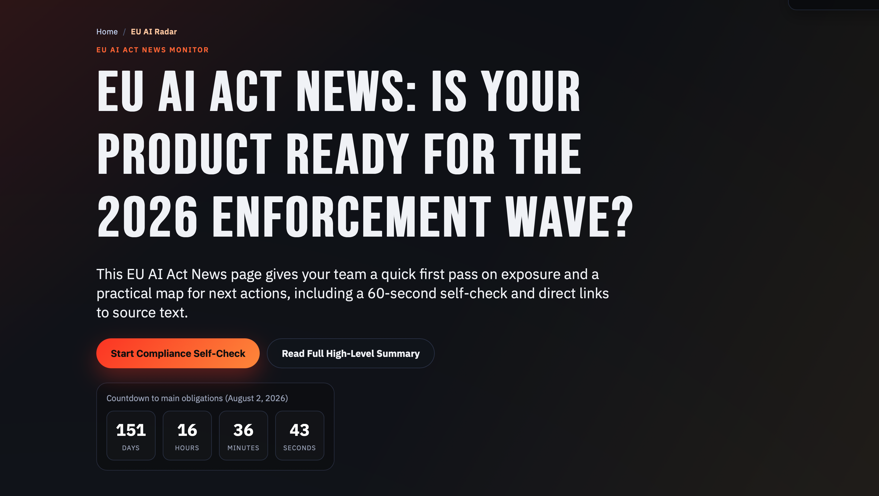 EU AI Radar - Screenshot 4 showing product features and functionality