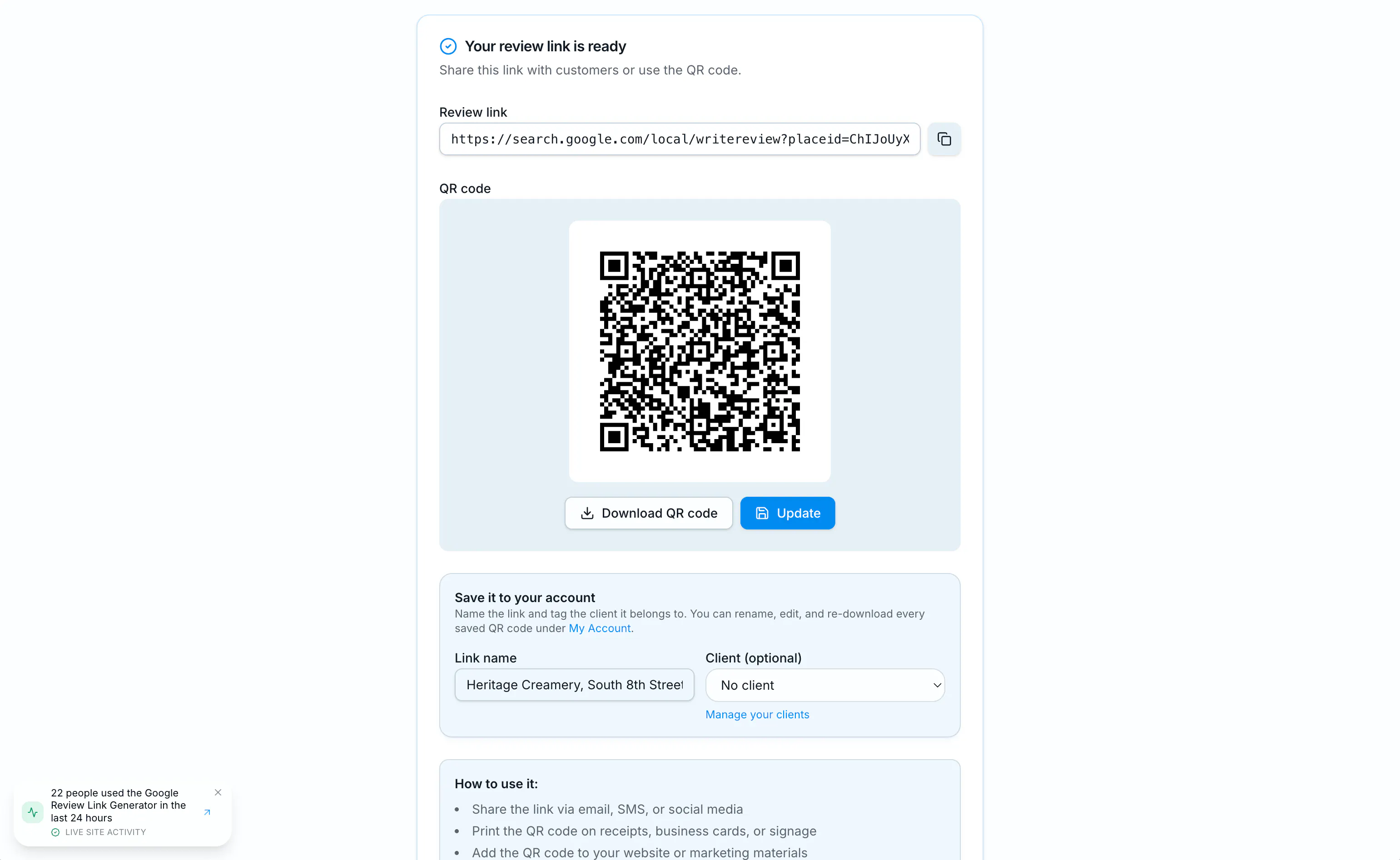 Google Review Link & QR Code Generator gallery image