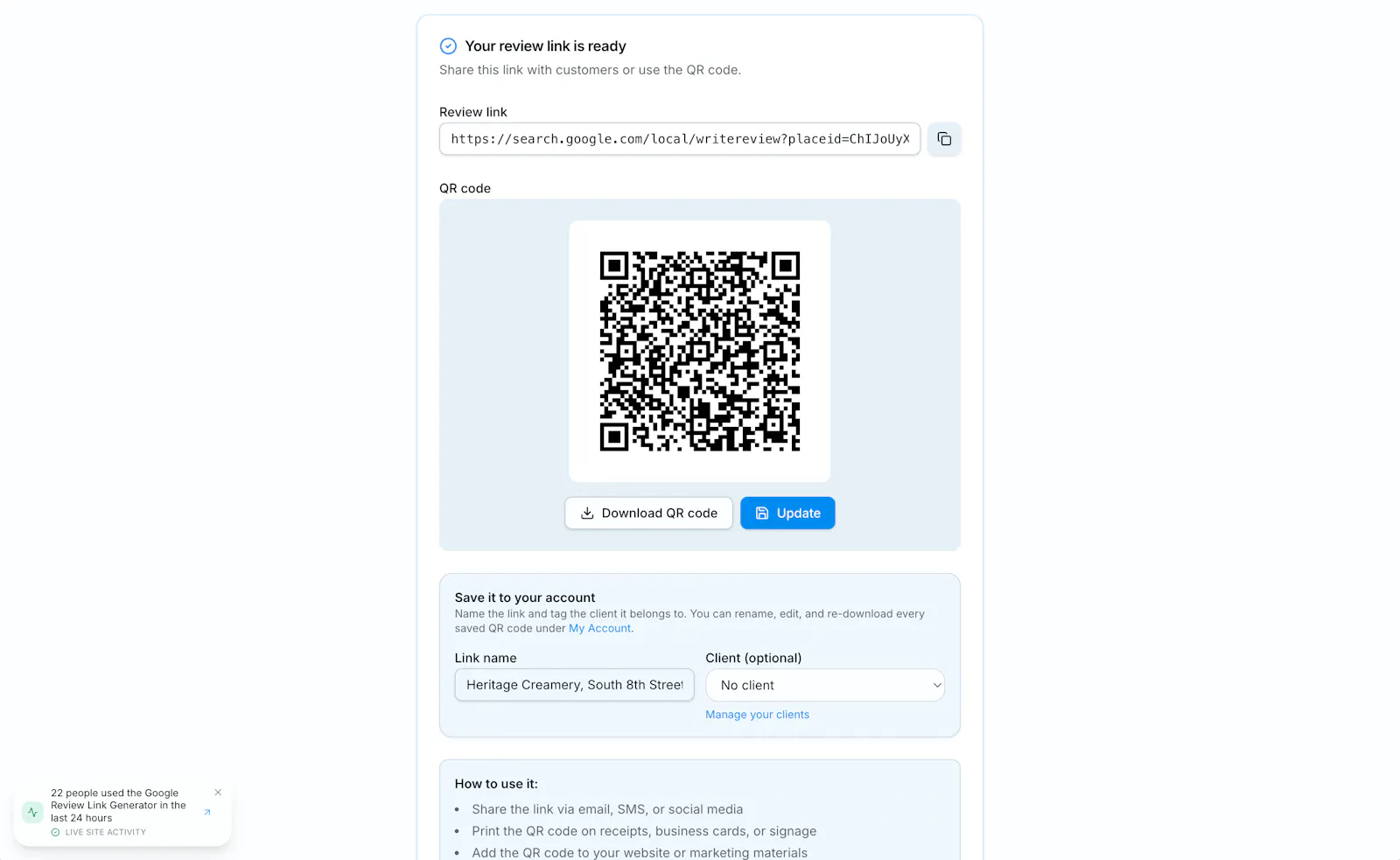 Google Review Link & QR Code Generator screenshot 3