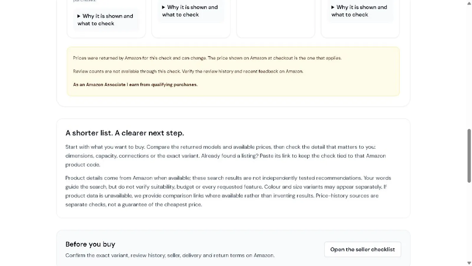 Amazon UK Shortlist Finder screenshot 2