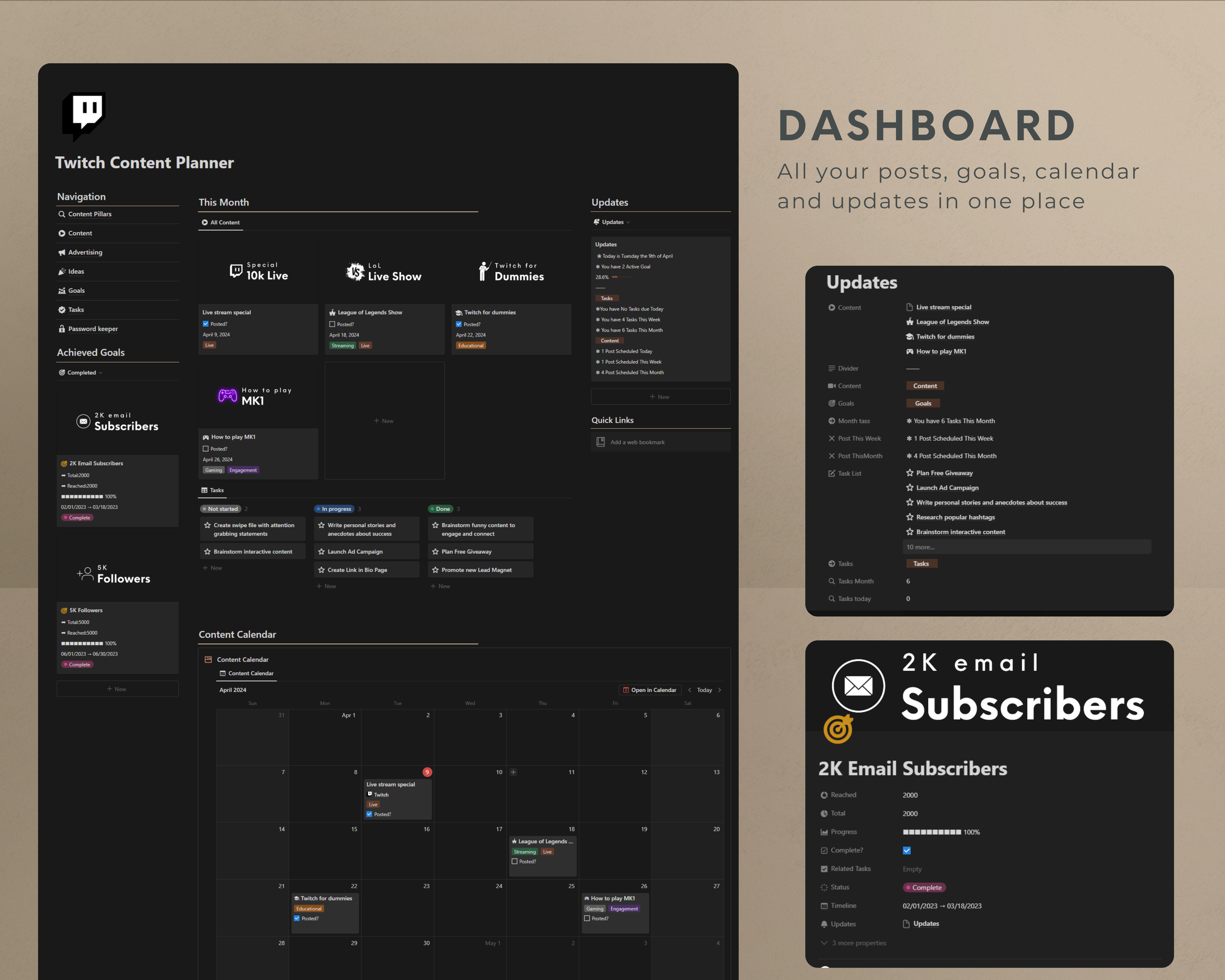 Twitch Content Planner- 개념 템플릿 - Twitch 컨텐츠를 관리하기위한 올인원 솔루션입니다 미디어 1