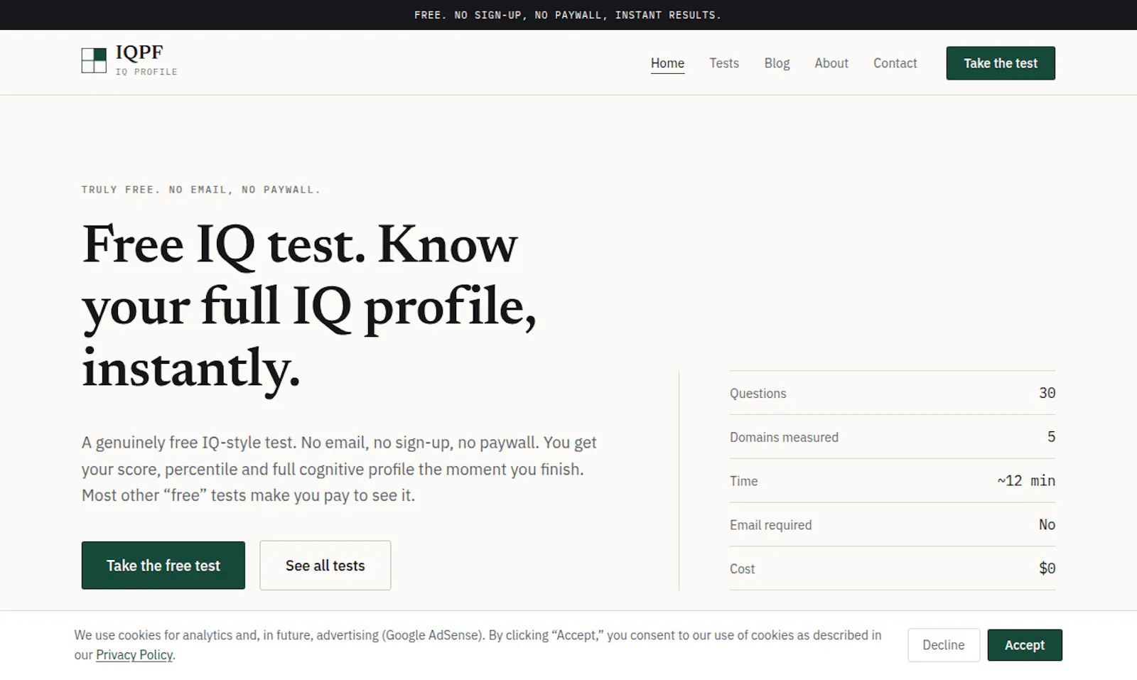 IQPF — Free IQ Profile screenshot 1