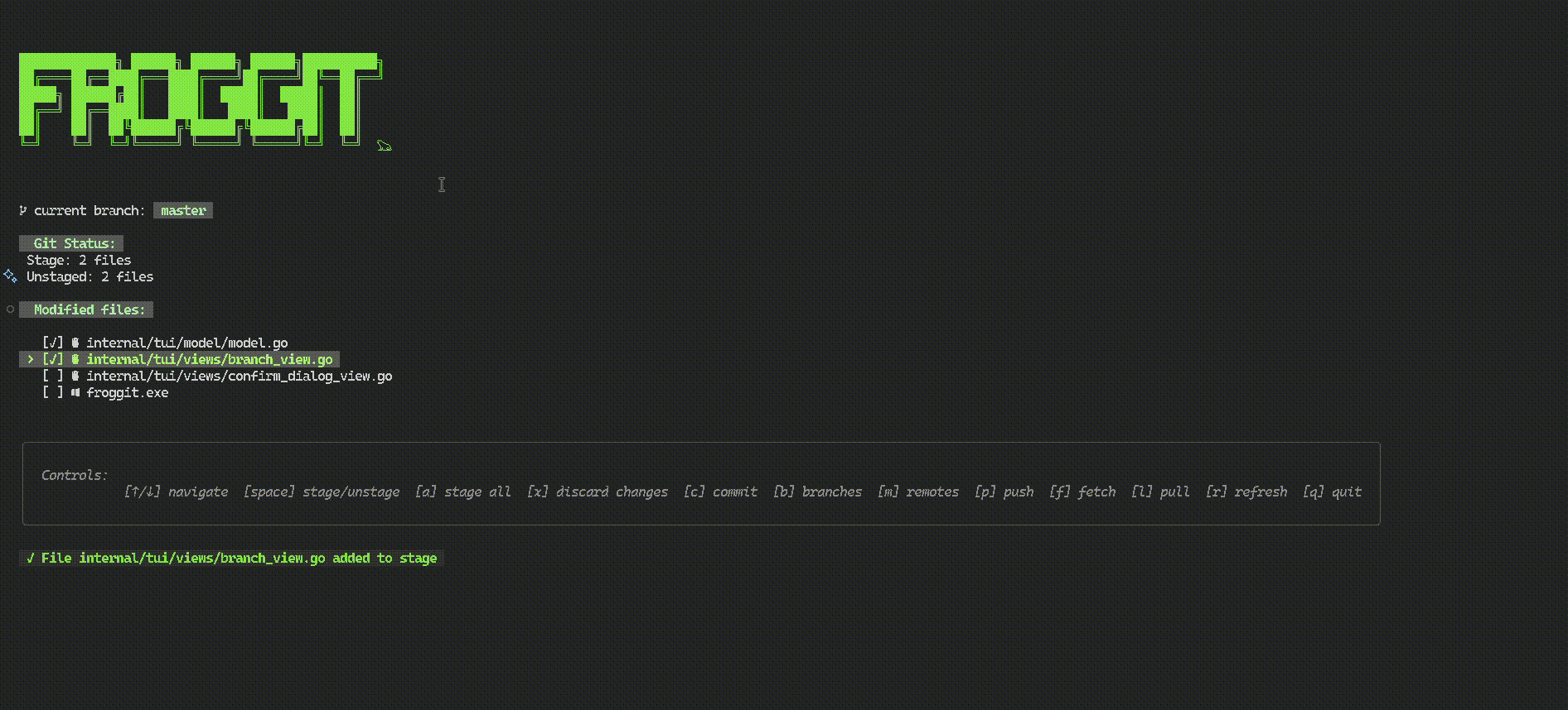 Mídia 2 de O terminal tui para domínio git - Froggit