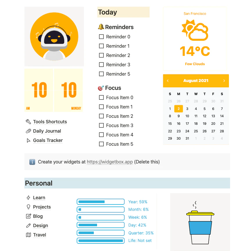 Colorful Notion Dashboard