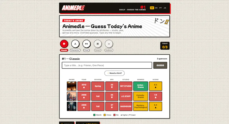 Animedle — Daily Anime Guessing Game screenshot 2