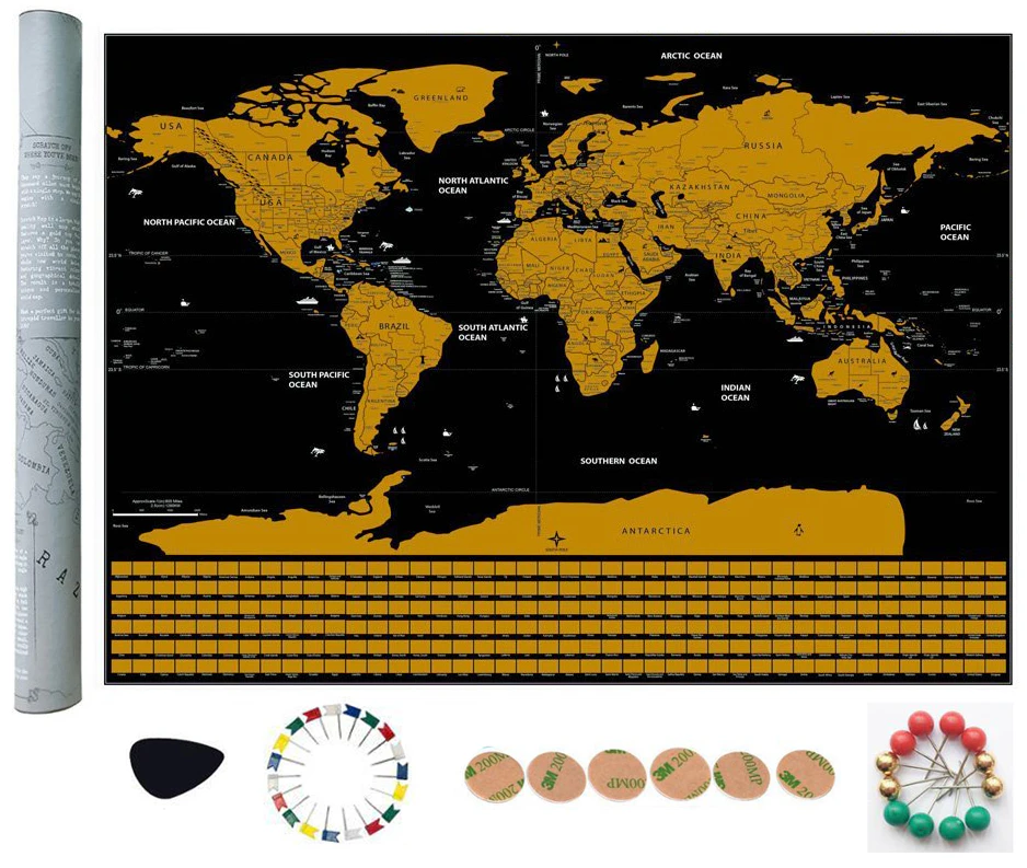 Scratch off world map