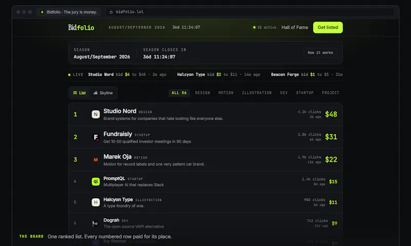 Bidfolio screenshot 2