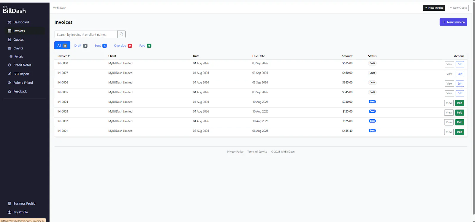 MyBillDash – Invoicing for Small Biz screenshot 2
