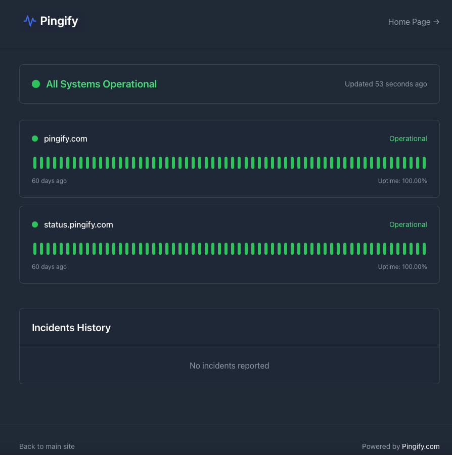 وسائط صفحات حالة pingify 2