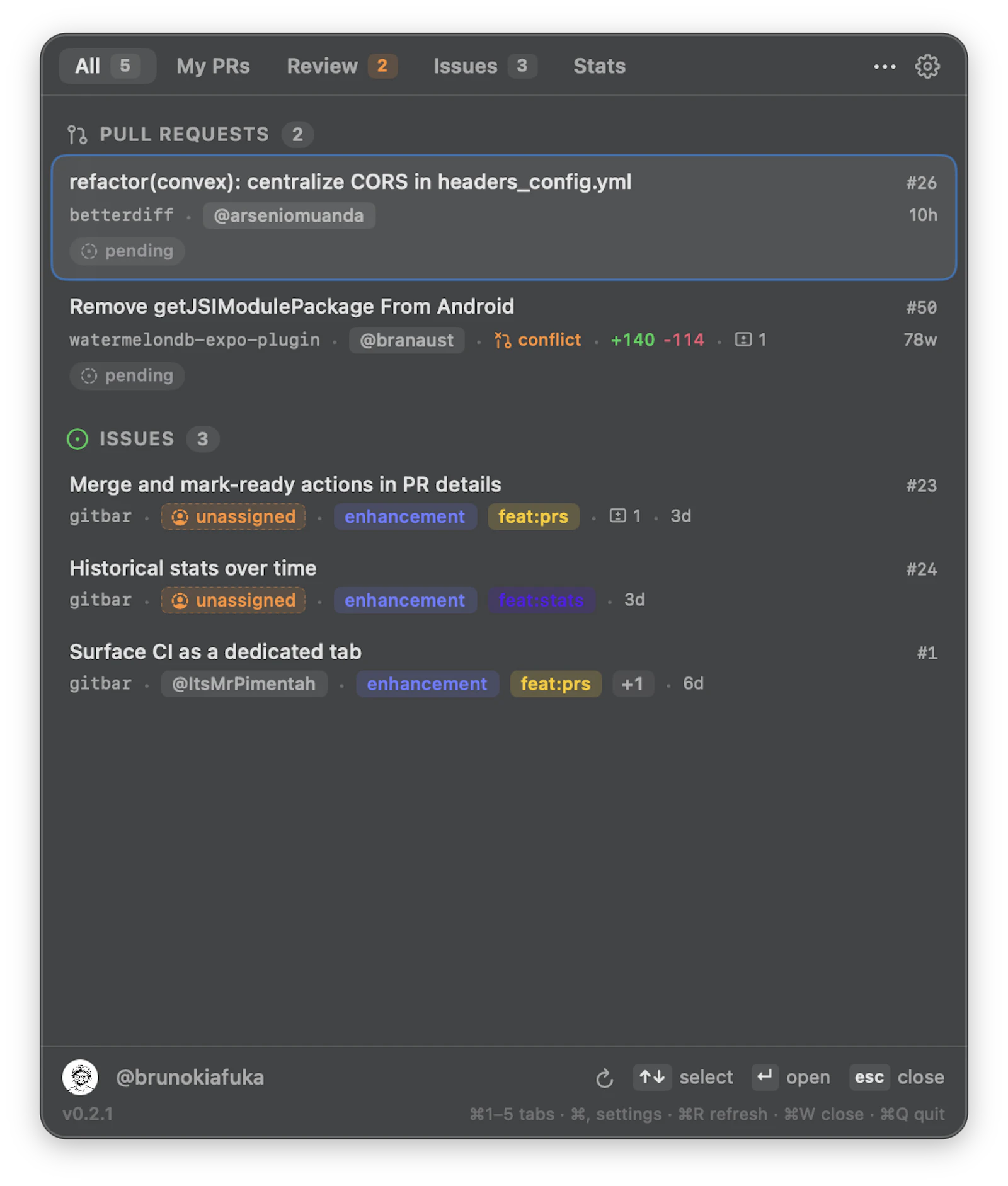 Gitbar screenshot 1
