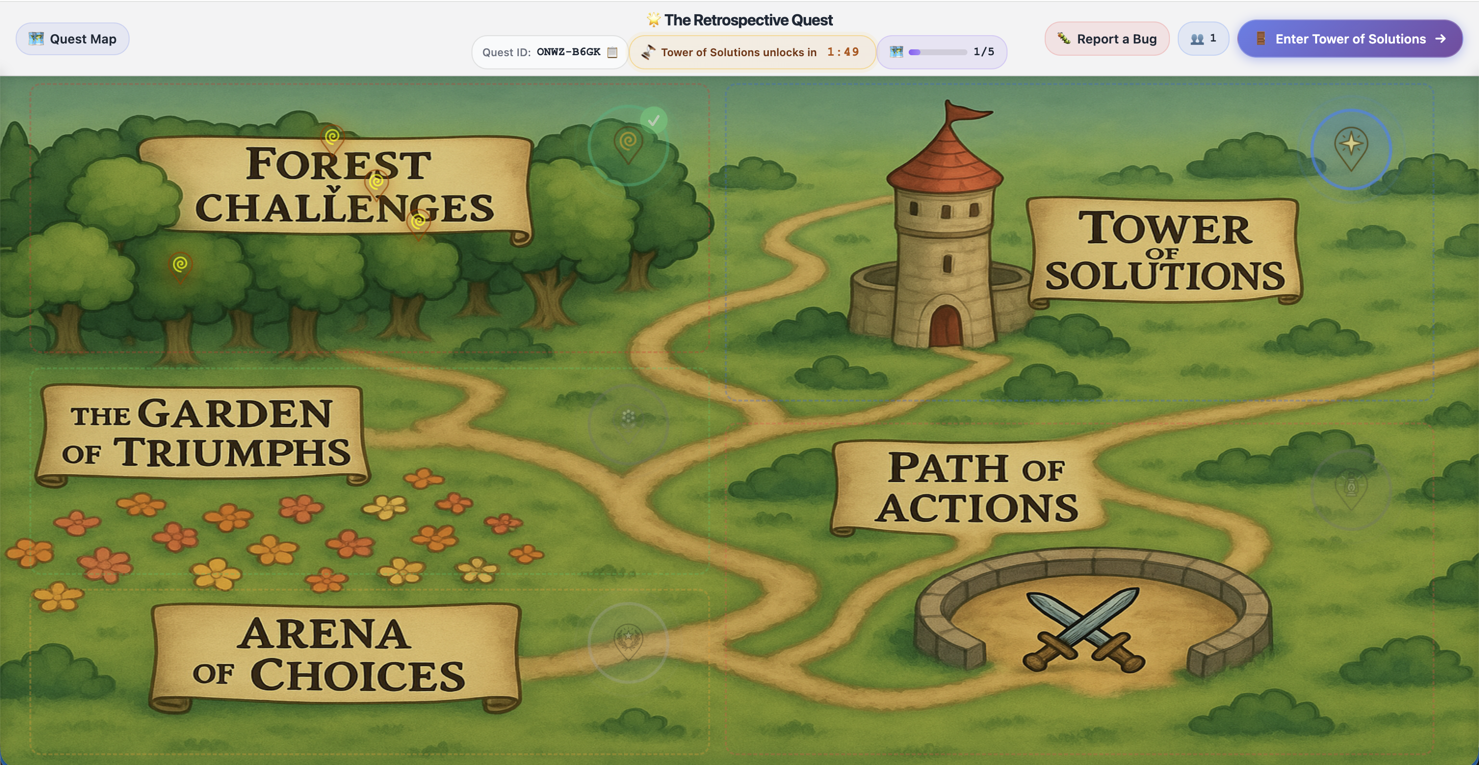 The Retrospective Quest - Main product screenshot demonstrating key features and user interface