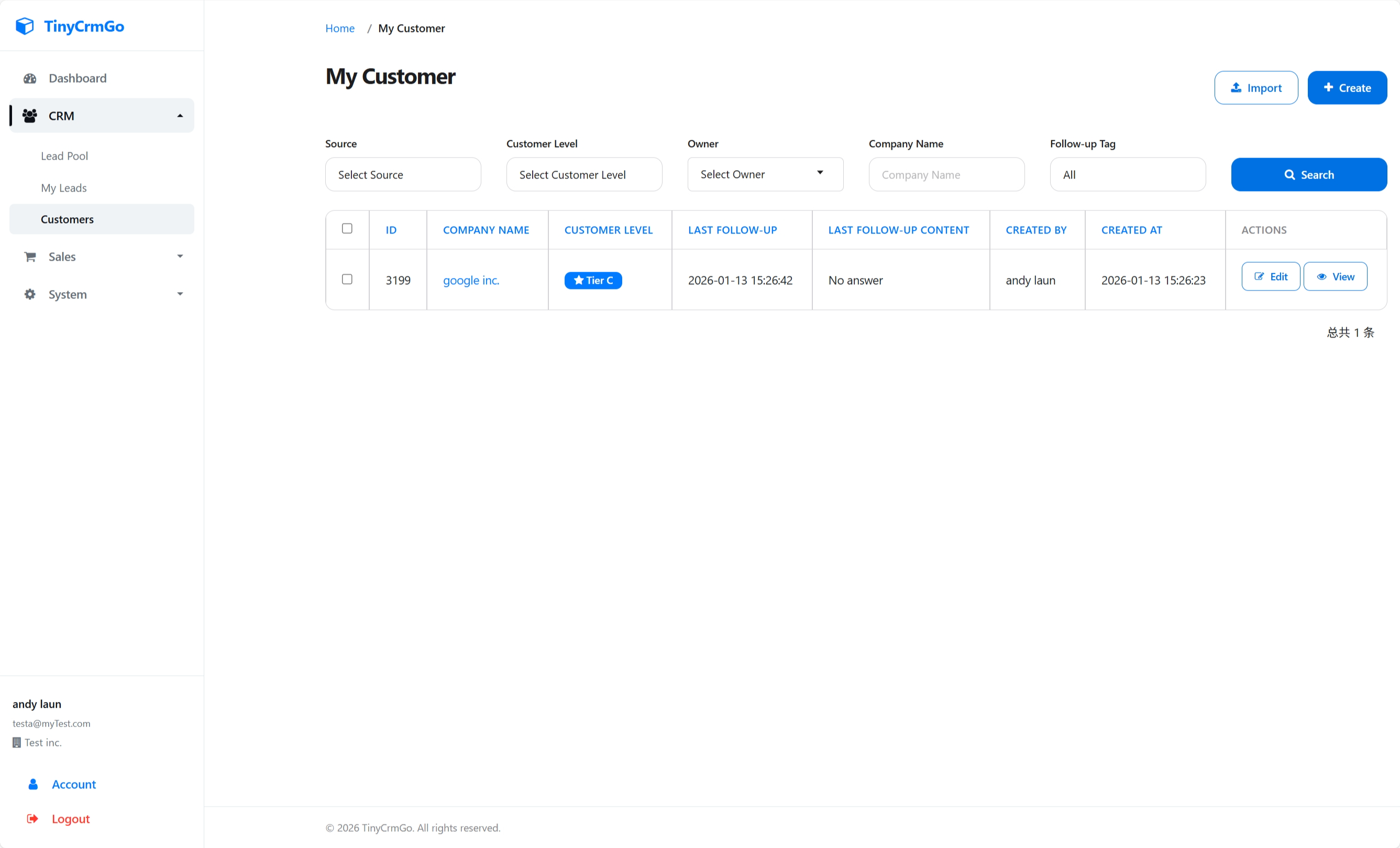 TinyCrmGo - Screenshot 3 showing product features and functionality
