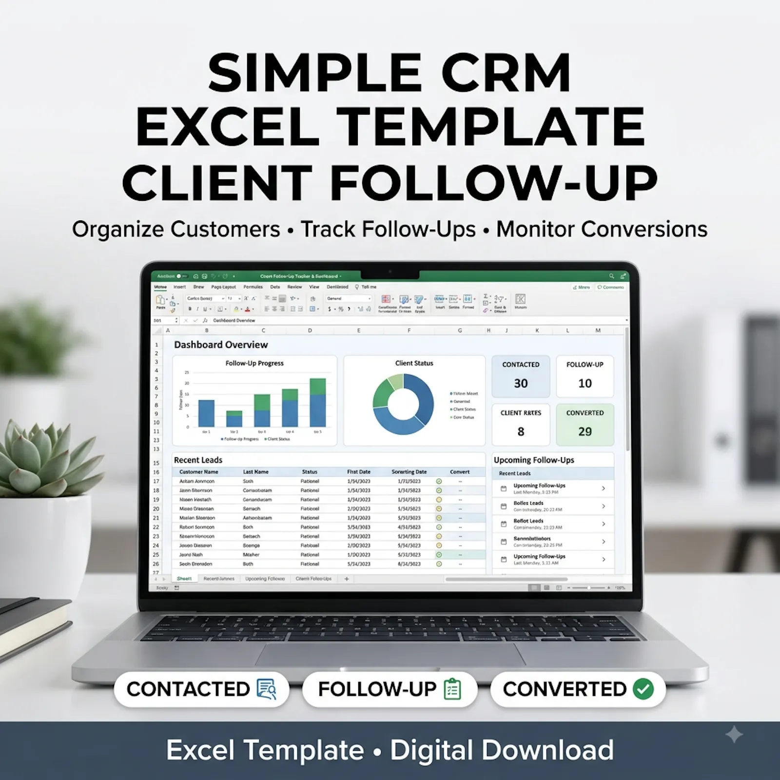 Simple CRM Excel Template screenshot 3