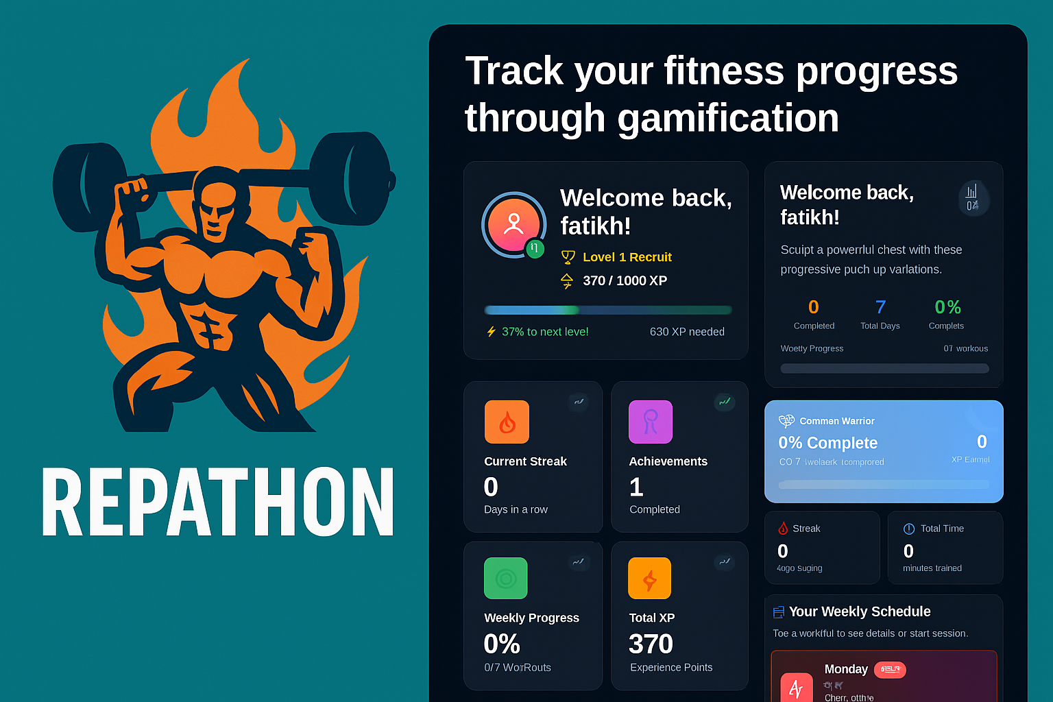 Mídia 1 de Repatona - Transforme os exercícios em um jogo.Planos movidos a IA, progresso real.