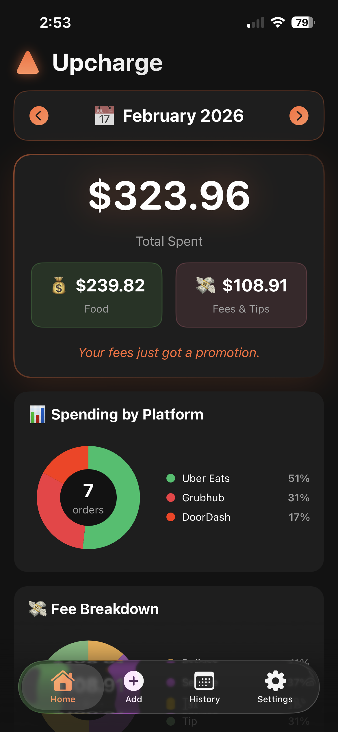 Upcharge-Fee tracker gallery image