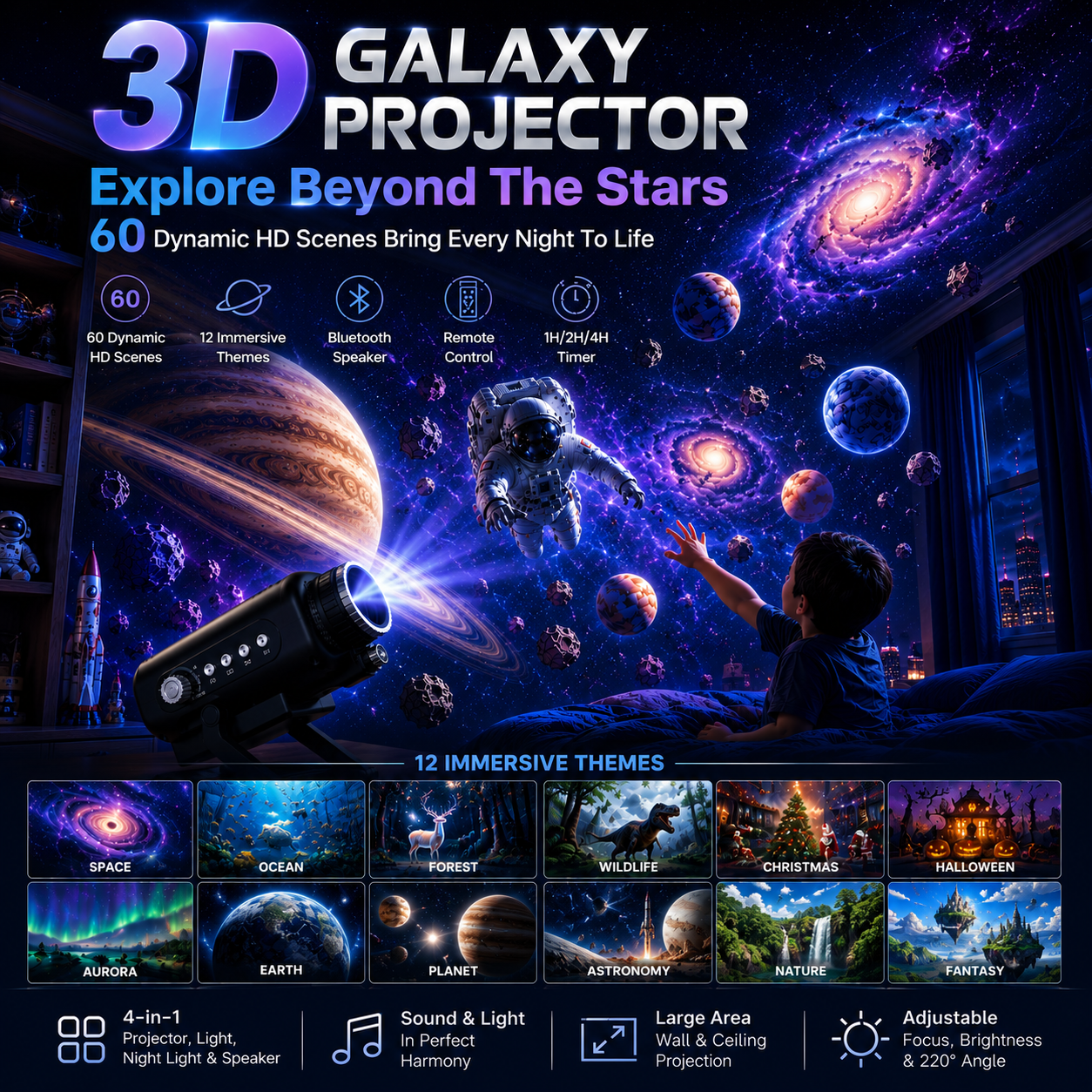 FlyLily 3D Galaxy Projector gallery image