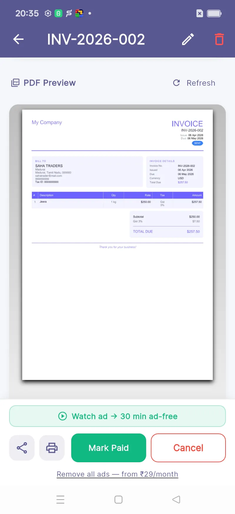BILL KARO INVOICE MAKER screenshot 4