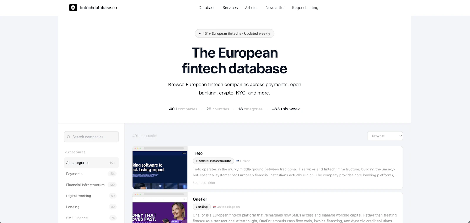 Fintech Database screenshot 1