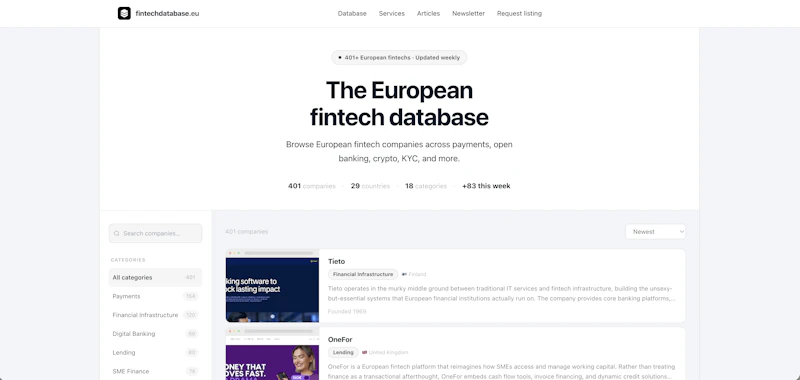 Fintech Database screenshot 1