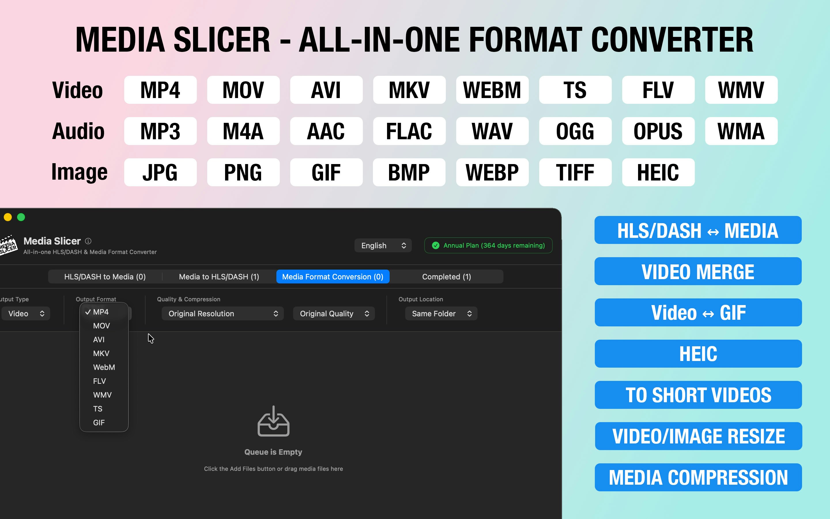 Media Slicer - Main product screenshot demonstrating key features and user interface